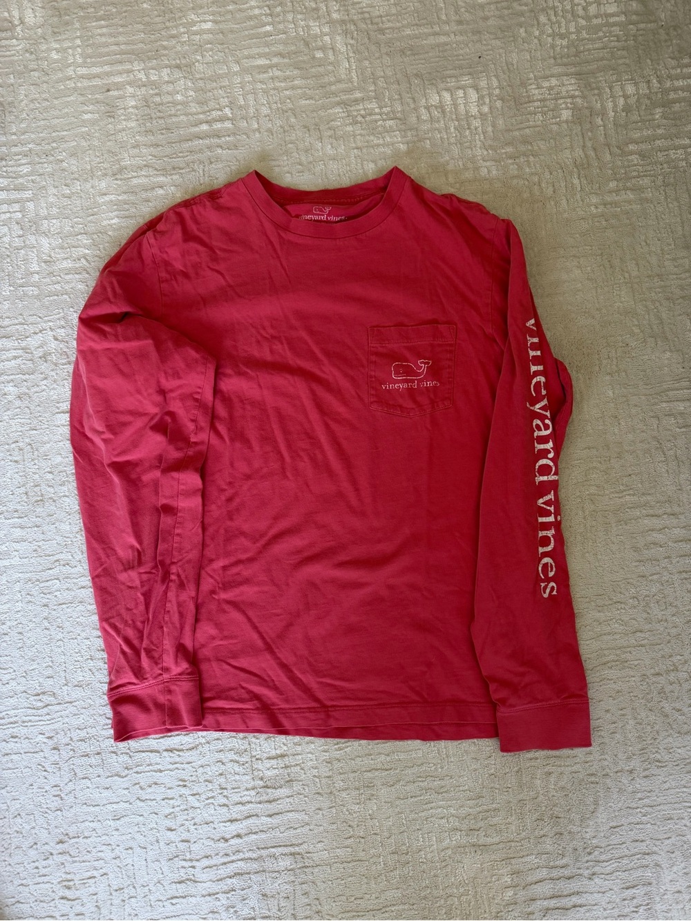 Vineyard Vines Men's Long Sleeve Pocket Tee in Bright Red - Picture 1 of 3
